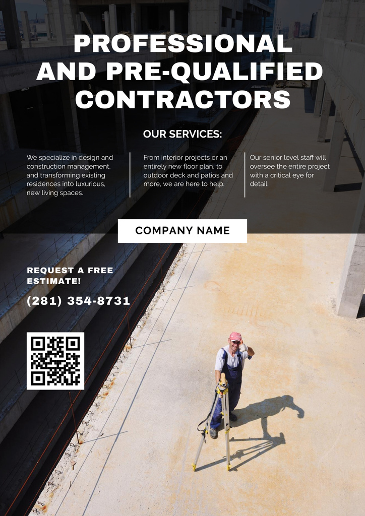 Professional and Pre-qualified Contractors Poster – шаблон для дизайна