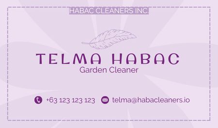 Garden Cleaner Offer with Leaf Business card Design Template