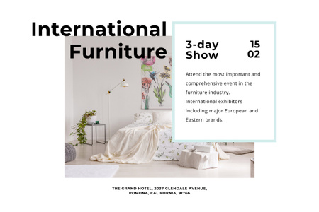 Kansainvälisen huonekalunäyttelyn ja -näyttelyn ilmoitus Poster 24x36in Horizontal Design Template
