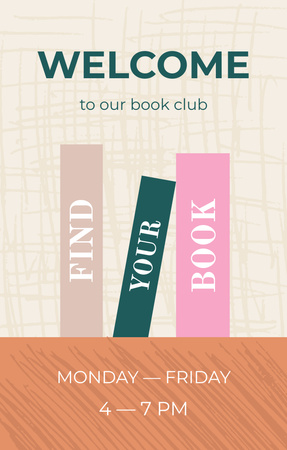 Book Club Membership Offer With Colorful Books Invitation 4.6x7.2inデザインテンプレート