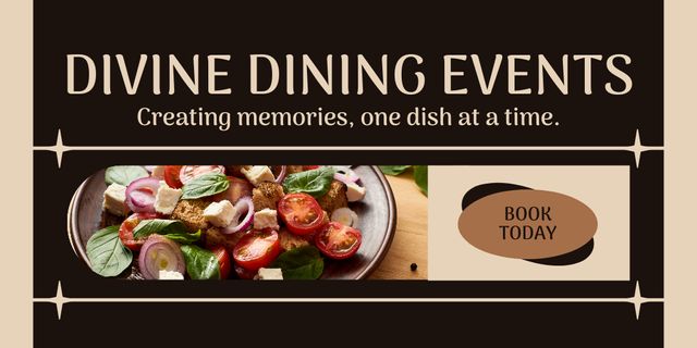 Organization of Dinner Events with Catering Twitter Design Template