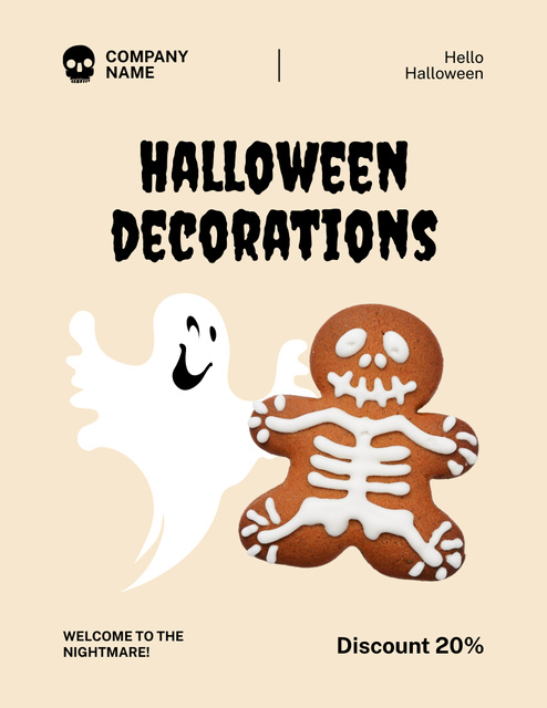 Awesome Halloween Decorations At Discounted Rates Flyer 8.5x11in Design Template