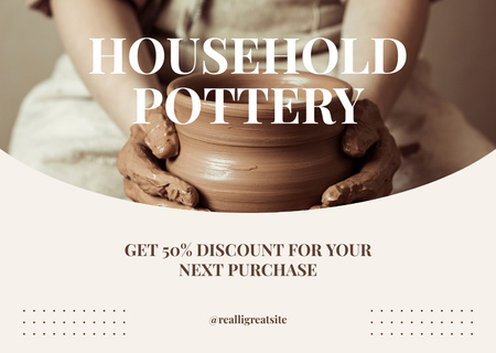 Platilla de diseño Household Pottery With Discount And Clay Pot Card