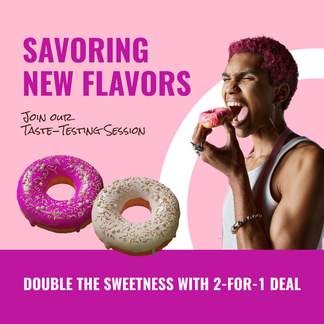 Flavorsome Doughnuts Promo Offer In Shop Animated Post Design Template
