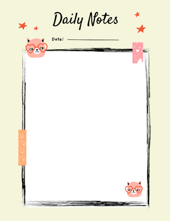 Plantilla de diseño de Planificador diario con gatos de dibujos animados Notepad 107x139mm 