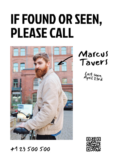 Modèle de visuel Announcement of Missing Person with Man in City - Poster A3