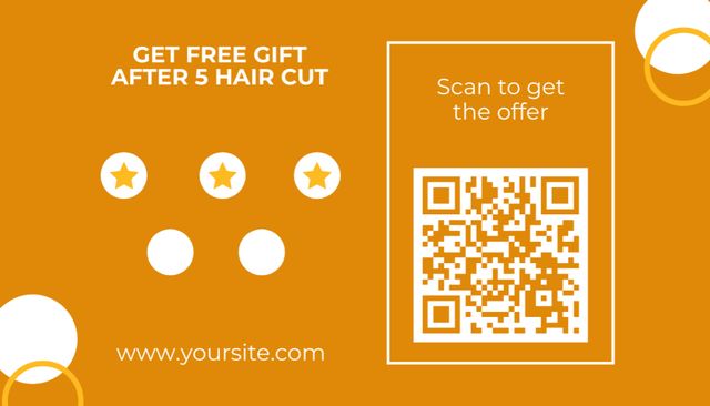 Designvorlage Hair Salon Discount Program on Vivid Orange für Business Card US