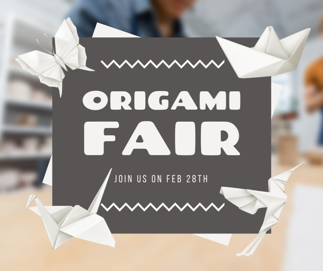 Ontwerpsjabloon van Facebook van Origami Fair With Artworks Announcement