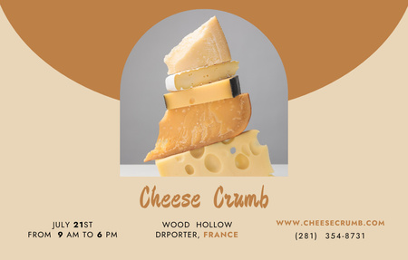 Designvorlage Tasting Announcement with Pieces of Cheese für Invitation 4.6x7.2in Horizontal
