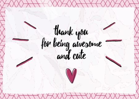 Love Phrase with Cute Pink Heart Card Tasarım Şablonu