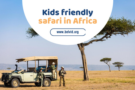 Affordable Safari Trip Promotion For Family With Car Flyer 4x6in Horizontal Design Template
