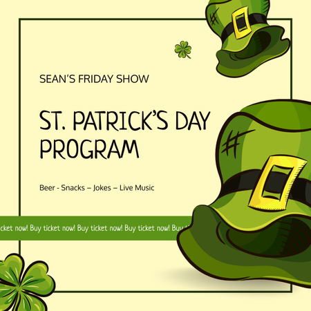 Patrick's Day Show With Beer And Jokes Animated Post Design Template