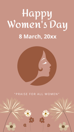 Women's Day with Beautiful Illustration of Woman Instagram Story Design Template