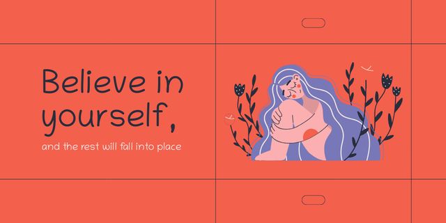 Inspiration for Believing in Yourself with Illustration of Girl Twitter – шаблон для дизайна