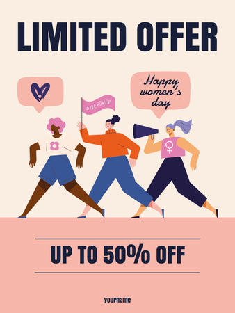 Discount on Limited Offer on Women's Day Poster USデザインテンプレート
