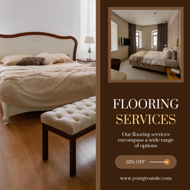 Flooring Services Ad with Elegant Room Interior Instagram tervezősablon