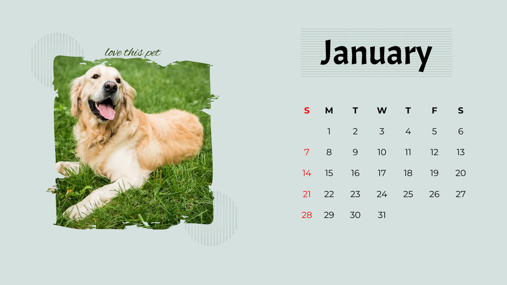 Cute Funny Dogs of Different Breeds Calendar – шаблон для дизайна