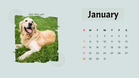さまざまな品種のかわいい面白い犬 Calendarデザインテンプレート