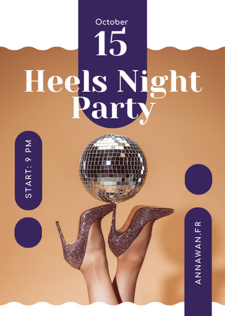 Night Party ad Female Legs in High Heels Flayer Design Template
