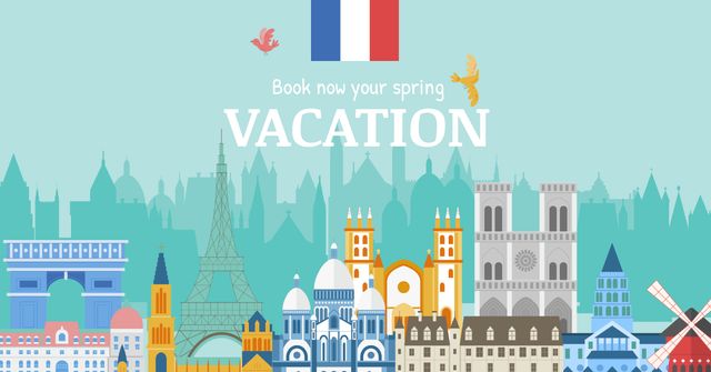 Plantilla de diseño de France famous travelling spots Facebook AD 