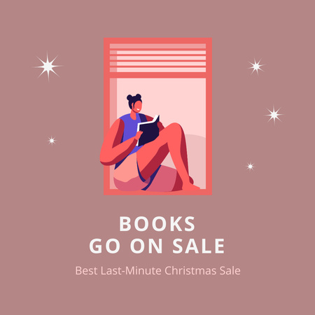 Books Sale Announcement with Woman Instagram Design Template