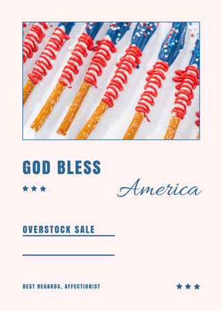 Modèle de visuel God Bless America Salutation avec offre de vente - Postcard 5x7in Vertical