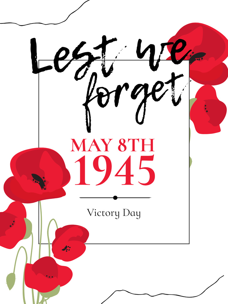 Designvorlage Victory Day Event Announcement with Red Poppies für Poster US