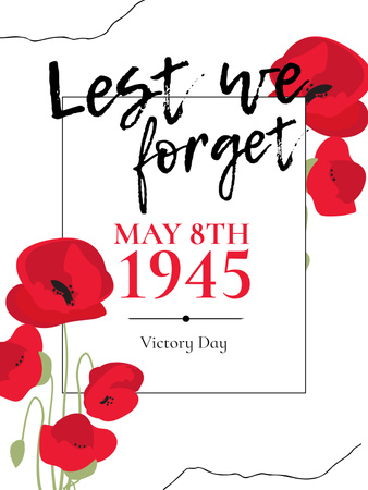 Plantilla de diseño de Victory Day Event Announcement with Red Poppies Poster US 