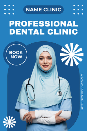 Professzionális fogászati klinika hirdetése orvossal Pinterest tervezősablon