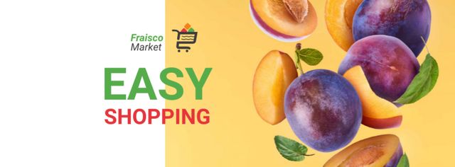 Grocery Sale fresh raw Plums Facebook cover Tasarım Şablonu