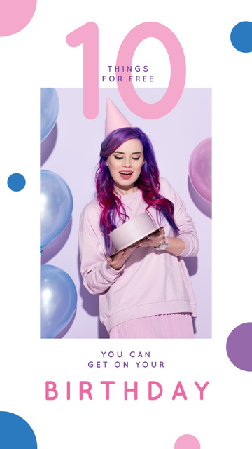 Designvorlage Woman holding Birthday cake für Instagram Story