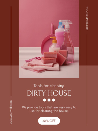 Otthoni takarítási szolgáltatások ajánlata kellékekkel Poster US tervezősablon