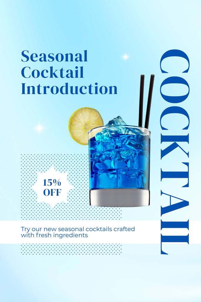 Template di design Introducing Refreshing Cocktails for New Season with Discount Pinterest