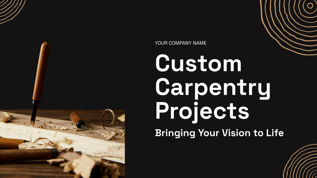 Plantilla de diseño de Custom Carpentry Projects Presentation Wide 