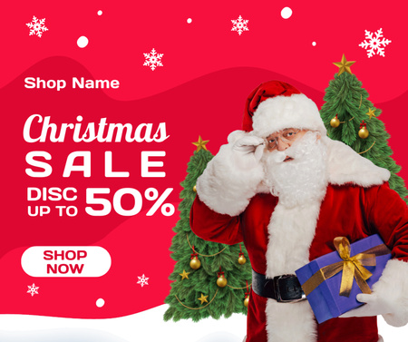 Cute Santa Claus on Christmas Sale Facebook Design Template