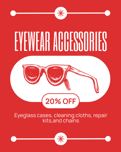 Optical Store Ad with Stylish Sunglasses Sketch Instagram Post Vertical Design Template