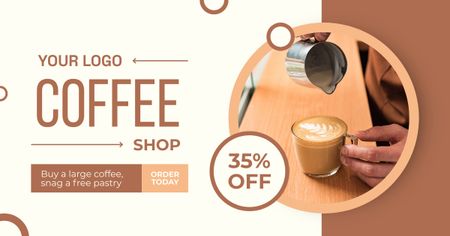 Special Promo For Large Coffee Purchase And Free Pastry Facebook AD Design Template
