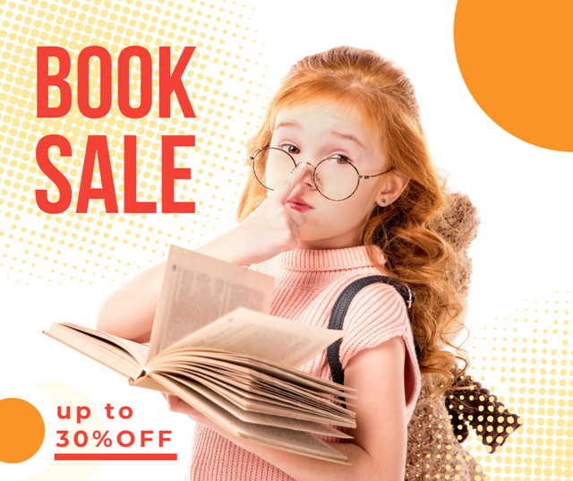 Announcement Discounts on Children's Books Facebook Πρότυπο σχεδίασης