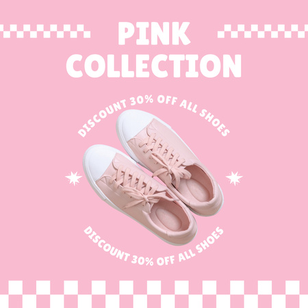Pink Collection of Cute Casual Shoes Instagram AD Design Template