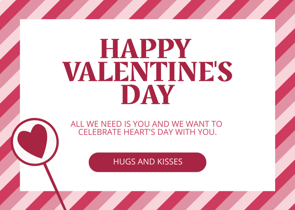 Modèle de visuel Valentine's Day Celebration With Stripes - Postcard 5x7in