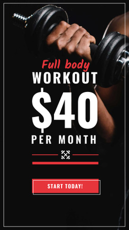Template di design Workout Offer Man with dumbbell Instagram Story
