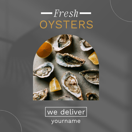 Fresh Oysters Delivery Offer Instagram AD Design Template