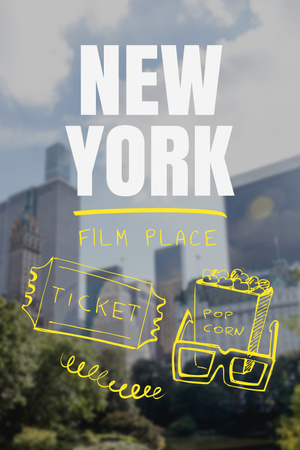 Designvorlage Ankündigung einer Filmvorführung in New York für Pinterest