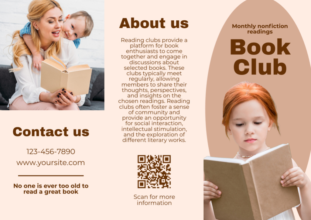 Template di design Book Club for Kids Brochure