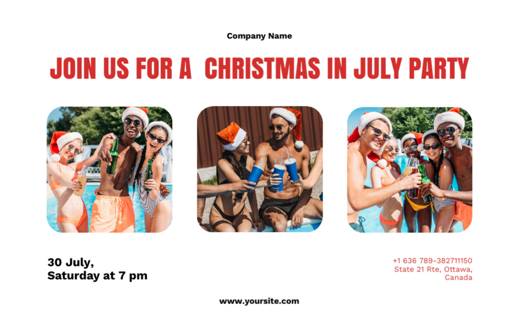 Fanciful July Christmas Party Announcement Flyer 5.5x8.5in Horizontal Design Template