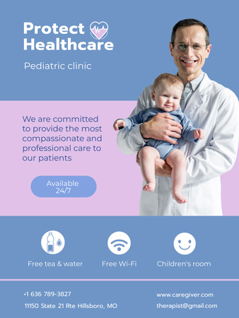 Pediatric Clinic Services Offer Poster US Šablona návrhu