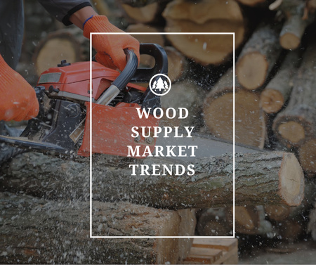 Ontwerpsjabloon van Facebook van Wood Supply Industry man cutting logs