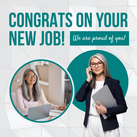 Sincere Congrats On New Job In Office Animated Post Design Template