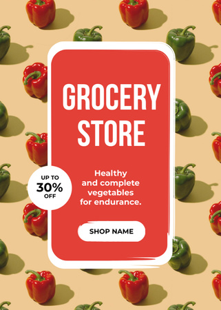 Healthy Food Discount With Pepper Pattern Flayer Design Template