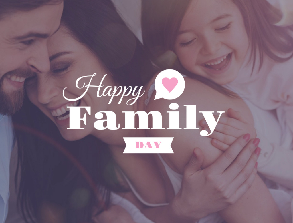Happy Family Day Greeting With Hugging Postcard 4.2x5.5in Design Template